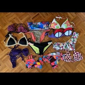 Swimsuits galore. 2 Bikinis 👙 sets - 2bottoms - 7 tops. Mix & match Sizes S & M